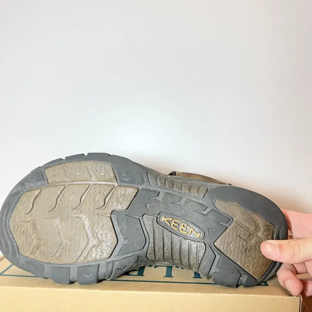 KEEN Newport Mens 13 Brown Leather Hiking Sandals Closed Toe Water Trail Shoes